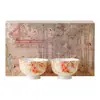 [Liquidación] Par de Tazas de Té Rosa Cerezo con Enredadera de Hojas Pintadas a Mano Caja de Regalo Taza Maestra de Cerámica Taza de Degustación para Pareja Set de Té Kung Fu