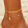 Europa y Estados Unidos pulsera de tobillo explosiva transfronteriza pulsera de tobillo de amor personalidad multicapa simple elefante mariposa pulsera de tobillo de playa adornos para el pie de mujer