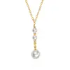 Collar de plata s925 con cadena tipo O, estilo ins, con colgante de perlas y cuentas de concha, elegante cadena de clavícula, joyería de moda