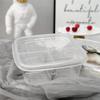 Caja de embalaje desechable de yogur frito de corte grueso, pequeña caja de plástico roja cuadrada transparente de cuatro compartimentos para llevar fruta especial