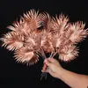 Exclusivo Transfronterizo Rosa Artificial de un Solo Tallo Oro Rosa y Plata Hoja de Ginkgo Eucalipto Arreglo Floral DIY Prop para Fotografía de Nochevieja Cubo de la Fortuna