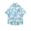 Camisa de Verão 2026 Praia Floral Desenho Animado Tendência Manga Curta Estilo Hong Kong Retro Floral Camisa Masculina