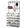 Zapatero simple de varias capas, perchero multifuncional de pie para dormitorio en casa, zapatero de almacenamiento, zapatero y perchero para sombreros