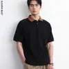 Camiseta de Manga Corta para Hombre Estilo Old Money con Paneles de Color y Solapa, Falso Dos Piezas, Marca de Moda Retro Tendencia, Top Holgado Casual para Hombre, Verano