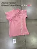 Camiseta Versátil de Manga Corta Ajustada Estilo Chino Nuevo de Verano con Cuello Alto y Lazos Estampado de Letras Dulce y Picante Venta al por Mayor