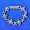 Hip-Hop Europeu e Americano Transfronteiriço Prata S925 Moissanita Figura de Oito Corrente Cubana 8mm Trevo de Quatro Folhas Pulseira Joias de Moda de Luxo Leve