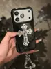 Papel de Aluminio de Alta Gama con Diseño de Cruz Hueca Adecuado para Funda de Teléfono Apple 17 Pro Max iPhone 16P Estilo Coreano 15 Pro