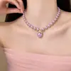 Cadena de suéter ins puramente deseable y sutilmente lujosa para mujer, collar de moda y de alta gama con elegancia francesa, joyería de cadena para clavícula con perlas