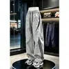 Pantalones cortavientos casuales de pierna recta extragrandes para exteriores 2026, estilo nuevo deportivo y moderno, pantalones casuales versátiles de corte holgado para hombre