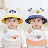 Sombrero de Pescador de Malla con Orejas de Oso de Dibujos Animados para Bebé, Verano, Protección Solar, Transpirable, Delgado, Lindo, Tipo Cubo, para Niños y Niñas