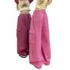 Pantalones Rosados Retro Americanos Caught para Hombres y Mujeres Primavera y Otoño Rectos Sueltos Pierna Ancha Cintura Alta Adelgazantes Pantalones Casuales Pantalones de Mezclilla