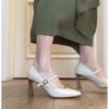 Tacones altos franceses para mujer, estilo retro, minimalistas, negros, con punta cuadrada pequeña y falda, tacones gruesos.