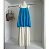 2026 Conjunto de Duas Peças Estiloso Azul Floral com Camisola e Calça Casual Ampla de Perna Larga Estilo Coreano para Mulheres no Verão