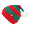 Decoração de Natal Transfronteiriça Chapéu de Lã Presente para Adultos Papai Noel Chapéu de Tricô Listrado Vermelho e Verde