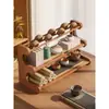 Prateleira de Exibição Antiga para Mesa Pequena Prateleira para Conjunto de Chá Prateleira de Armazenamento Nova Mesa de Chá Estilo Chinês Rack de Armazenamento Mesa de Chá Porta-Xícaras de Chá Zisha