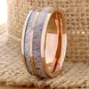 Anillo de Acero Inoxidable de Moda Personalizado de Alta Venta Transfronteriza con Incrustaciones de Seda de Hielo Color Oro Rosa Doble Ranura Astas + Seda
