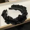 Diadema Negra para Mujer Primavera y Verano Nuevo de Alta Calidad Presión Superior Craneal Diadema para Recoger el Cabello Pinza para el Cabello Plisada Pequeña de Ala Ancha para Moldear el Rostro