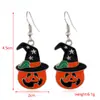 Pendientes Serie Halloween, Aterradores y Divertidos, Calavera Personalizada, Araña, Calabaza, Pendientes de Aleación con Goteo de Aceite, Suministro Directo del Fabricante