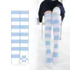 Calcetines Altos de Garra de Gato Medias Rayadas de Chica Lolita Calcetines de Piso Rosas con Huella de Perro de Chica JK