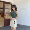 Camisola de Cuello Halter para Mujer Corta Versátil para Exterior Tejida para Fondo Fuera del Hombro Chic Estilo Coreano Estilo Preppy Top sin Mangas