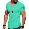 Comercio exterior transfronterizo nueva camiseta de manga corta para hombre estilo europeo y americano cuello en V para hombre color liso ajustada camiseta básica suministro directo del fabricante talla europea