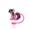 Cubierta de Popote de Silicona de Unicornio de Dibujos Animados Forma de Caballo Pequeño Compatible con Botella de Agua Stanley Tapa de Popote a Prueba de Polvo y Manchas