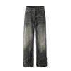Jeans Lavados Vintage con Patrón de Rayos Desgastados Trendy Unisex Rectos Slim Americanos High Street Sueltos Casuales