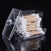 Amazon venta caliente transfronteriza tocador de escritorio mini PS caja de almacenamiento de maquillaje transparente con tapa caja organizadora caja de bastoncillos de algodón