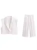 Comercio Exterior 2025 Primavera Nuevo Estilo Europeo y Americano para Mujer Top Chaleco Corto Elegante y Moderno de Concha con Un Botón + Pantalón