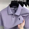 Camisa polo de lujo de alta gama para hombre, con un toque sofisticado, logo pequeño de caballo, estilo de negocios, algodón puro, bordada, cuello camisero, color liso, manga corta