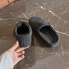 Zapatos de Algodón con Aumento Interior 2025 Nuevos Zapatos Estilo Coreano Otoño e Invierno Zuecos Birkenstock con Punta Forrados de Lana Zapatos Peludos para Mujer