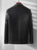 Chaqueta Gruesa de Cuero Forrada de Polar para Hombres de Mediana Edad y Mayores, Abrigo de Cuero Casual con Cuello Alto, Chaqueta de Cuero Cálida de Invierno para Papá