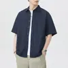 Camisa de manga corta holgada para hombre, nueva de 2026 para verano, ropa de trabajo casual, top fino para hombre, chaqueta camisa de verano moderna