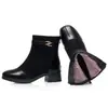 Botines versátiles dropshipping zapatos para madres de mediana edad moda con felpa interior retro otoño e invierno zapatos de cuero para mujer un botín