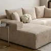 Tofu Compactado al Vacío Bloque 32D Sofá Completamente de Esponja, Estilo Vintage Sala de Estar Apartamento Pequeño Sofá Recto de Tela con Chaise Longue