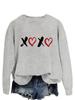 Moda Amazon top moderno xoxo Amor Vermelho Europeu e Americano divertido estampado camisa de manga comprida suéter