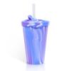 Taza de Silicona con Popote de Venta Caliente Transfronteriza, Taza de Silicona Anticaídas de 480 ml con Popote, Alta Apariencia, Resistencia a Altas Temperaturas, Logo Imprimible