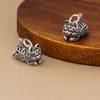 Colgante de gato de la suerte calado finamente elaborado en plata s925, amuleto de gatito retro estilo chino, accesorio de gato para pulsera DIY