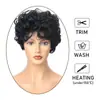 Peluca Europea y Americana Africana Transfronteriza Cabello Corto Rizado Fibra Química Peluca Color Natural Esponjoso Rizo Pequeño Seda de Alta Temperatura Tocado