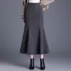Saia Lápis Bodycon de Lantejoulas Cor Sólida para Mulheres, Nova Saia de Cintura Alta Cauda de Peixe para Outono/Inverno 2026, Comprimento Médio Emagrecedora, Tendência