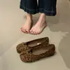 ¡Versión de piel de oveja! Zapatos de vestir de corte bajo con suela plana de 1 cm para mujer, 2026 primavera y otoño, nuevos mocasines slip-on de flocking
