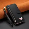 Adecuado para Apple 18 Love Cartera con Cremallera Funda Protectora Funda para Teléfono Móvil Iphone18Pro Funda de Cuero Samsung S26 Anti-Caída