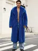 CI Europa Otoño/Invierno Nuevo Abrigo de Lana con Solapa de Piel Sintética para Hombre Abrigo Ultra Largo Estilo Callejero de Borrego Sintético