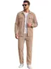 Conjunto de dos piezas casual deportivo para hombre de Amazon europeo y americano transfronterizo, chaqueta sencilla con solapa y bolsillo con botones, conjunto de pantalones de pierna recta