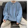 Suéter de Punto Informal Holgado Sencillo de Moda Estilo Japonés Suéter Pulóver Cuello Redondo Otoño Nuevo Estilo para Hombre