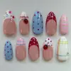 Puntas de Uñas Postizas Portátiles Personalizadas 30 Piezas Mariquita 3D Puntos Lunares Cuadros Pedrería Uñas Postizas Portátiles