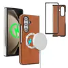 Aplicável para Capa de Celular Samsung Z Fold 8 Ultra Z Fold 7 Carregamento Sem Fio Carro Magnético Protetor Couro