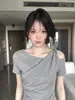 Camiseta de Manga Curta Estilo Coreano para Mulheres, Tendência Quente de Verão, Design Rejuvenescedor, Única e Chamativa, Super Bonita, Caimento Perfeito, Cropped