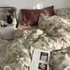 Juego de ropa de cama de verano de cuatro piezas, funda de edredón se vende por separado, sábana individual para cama de dormitorio de estudiante, juego de tres piezas de algodón lavado para una persona