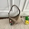 2026 Verão Nova Bolsa de Ombro Única Tecida Estilo Coreano Estilo Resort Bolsa Tecida de Palha Bolsa Transversal de Grande Capacidade Bolsa de Mão Fashion
